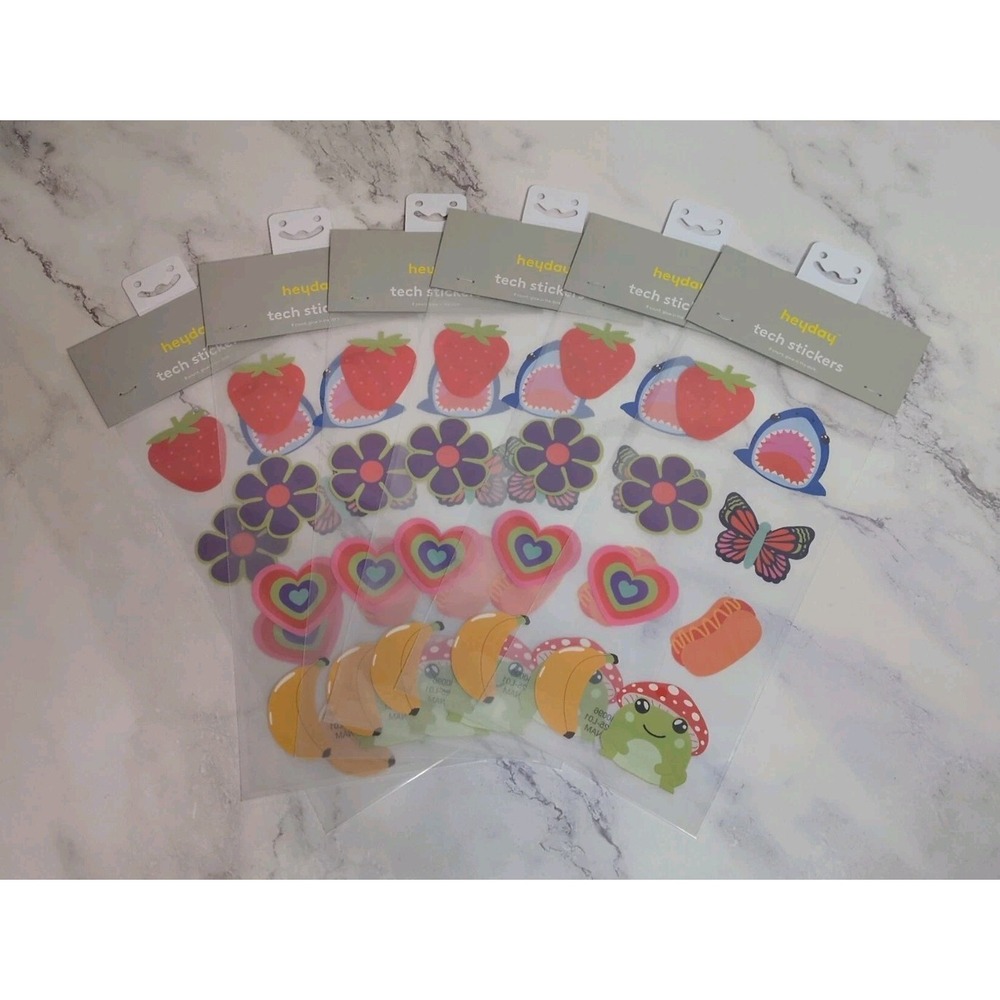 Heyday Glow In The Dark Tech Stickers Mixed Designs 6 Set Of 8 Count Size 3"New